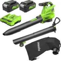 Greenworks POWERALL 48V (24V x 2) Laubbläser / Laubsauger 386 km/h Gen. II - 2x 4Ah Akkus
