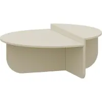 En.casa Couchtisch ‘Tondesdaslo’ mit doppelter Tischplatte halbrund 90 x 90 x 35 cm Sandfarben
