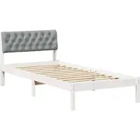 vidaXL Bettgestell Weiß und Hellgrau 90 x 200 cm Massivholz Kiefer