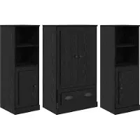 vidaXL Highboard 3 Stk. Schwarz Eichen-Optik 132 x 35,5 x 103,5 cm