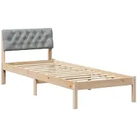 vidaXL Bettgestell Braun und hellgrau 75 x 190 cm Massivholz Kiefer