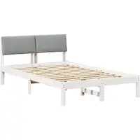 vidaXL Bettgestell Weiß und Hellgrau 120 x 190 cm Massivholz Kiefer