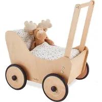 Pinolino Puppenwagen „Sarah", inkl. Bettzeug Dessin „Blümchen”, blau, 4-tlg.