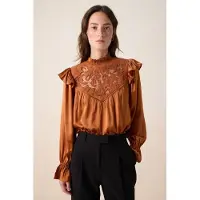 Sissy-Boy Bluse Mit Spitze - Orange | Größe: M