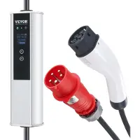 Vevor Typ2 EV Ladekabel für Elektrofahrzeug 32A Ladegerät mit CEE 32 Stecker Wallbox 7,36kW(einphasig)/22kW(dreiphasig) 7,5m Ladekabel EV Ladestation 4 Stufen der Stromanpassung(16A/20A/24A/32A)