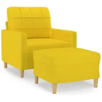 vidaXL Sessel mit Hocker Hellgelb 60 cm Stoff