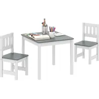 AIYAPLAY KINDERTISCH mit 2-Stühlen 3er Set MDF Kiefernholz Grau