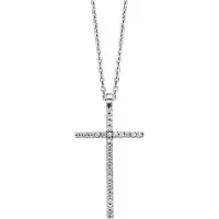 Julie Julsen Kette mit Anhänger "925/- Sterling Silber rhodiniert mit Anhänger Kreuz", weiß, Halsketten, Damen, 45cm, Silber 925 (Sterlingsilber), L: 45, glänzend, Kette mit Anhänger