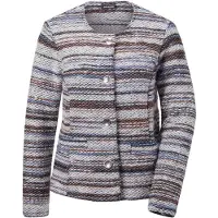 Goldner Hüftlange Baumwolljacke mit Streifen in blau / gemustert | Gr.: 46
