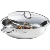 Fissler Edelstahlbräter 38cm mit Glasdeckel+Fleischgabel+Suppenkelle
