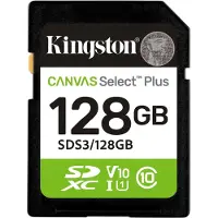 Kingston Technology 128GB SDXC Canvas Select Plus Gen3 150MB/s C10 UHS-I U1 V10, 128 GB, SD, Klasse 10, UHS-I, 150 MB/s, Class 1 (U1)