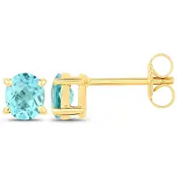 Vira Jewels Paar Ohrstecker "925-Sterling Silber vergoldet Glänzend Apatit blau", weiß (gelb, blau), Ohrringe, Damen, one-size, 1, Silber 925 (Sterlingsilber), Paar Ohrstecker
