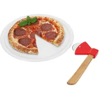 MamboCat 2tlg Geschenkset Pizzaschneider Axt + Bianco Pizzateller Ø30,5cm weiße XL-Teller