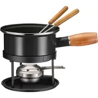 MÄSER Fonduetopf "aus schwarzer Emaille" Set, 5 Stk. tlg. Edelstahl 18/0