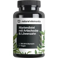 Natural Elements Mariendistel Artischocke Löwenzahn Komplex - 120 Kapseln mit 80% Silymarin 71 g