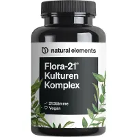 Natural Elements Flora 21 Kulturen Komplex – 21 Bakterienstämme 180 magensaftresistente Kapseln 91 g