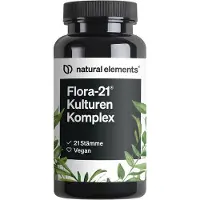 Natural Elements Flora 21 Kulturen Komplex – 21 Bakterienstämme 60 magensaftresistente Kapseln 30 g