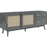 En.casa Fernsehschrank 'Susa' 2 Schiebetüren mit Polyrattan-Front 160 x 40 x 65 cm Grau