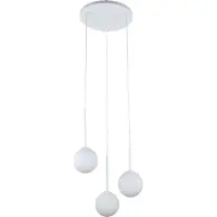 Licht-Erlebnisse Pendelleuchte Metall Glas B: 44 cm H: max. 200 cm Weiß E14 3-flammig Kugel Schirm rund Modern Hängelampe