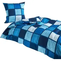 TRAUMSCHLAF Mako-Satin Bettwäschegarnitur Verso denim 240x220 cm + 2x 80x80 cm