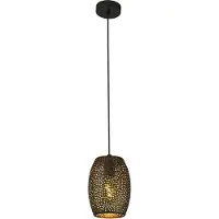 Licht-Erlebnisse Pendelleuchte Esstisch Schwarz Gold E27 Ø15 cm höhenverstellbar Metall Hängelampe Küche