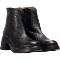 Wonders für Damen. E-7125 Lederstiefeletten Flytres 25 schwarz (38), 3 bis 5 cm, Reißverschluss, Lässig