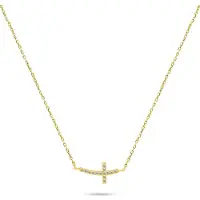 Brilio Silver - Gold-plated cross necklace with zircons NCL57Y