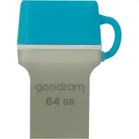 Goodram ODD3, 64 GB, USB Type-A / USB Type-C, 3.2 Gen 1 (3.1 Gen 1), 60 MB/s, Kappe, Blau, Silber