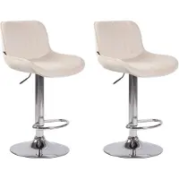 CLP 2er Set Barhocker Lentini Samt drehbar und höhenverstellbar creme Gestell Farbe chrom