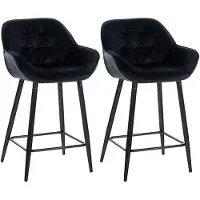 CLP 2er Set Barhocker Gibson Tresenstuhl gepolstert mit Fußstütze schwarz Material Samt