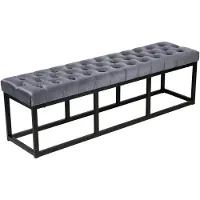 CLP Sitzbank Polson Samt Schwarz grau/150 cm