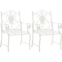 CLP 2er Set Gartenstühle Punjab mit Armlehnen antik weiß