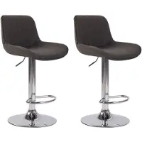 CLP 2er Set Barhocker Lentini Stoff 360° Drehbar Höhenverstellbar dunkelgrau Gestell Farbe chrom