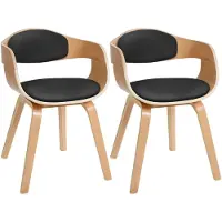 CLP 2er Set Stühle Kingston Kunstleder Mit Holzgestell natur/schwarz