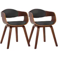 CLP 2er Set Stühle Kingston Kunstleder Mit Holzgestell walnuss/schwarz