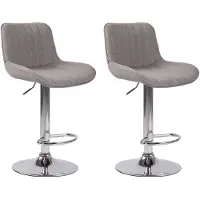 CLP 2er Set Barhocker Lentini Stoff 360° Drehbar Höhenverstellbar grau Gestell Farbe chrom