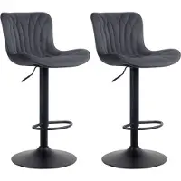 CLP 2er Set Barhocker Linus höhenverstellbar und 360 drehbar schwarz Material Samt