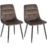 CLP 2er Set Esszimmerstuhl Tilde gepolstert mit Rückenlehne bis 150 kg belastbar braun Material Samt