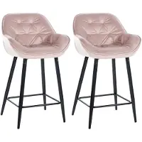 CLP 2er Set Barhocker Gibson Tresenstuhl gepolstert mit Fußstütze pink Material Samt