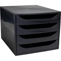 Exacompta ECOBOX Schubladenbox 4 Schübe Himbeerfarben, A4/A4+, offene Front, leise, Sicherheitsstopp