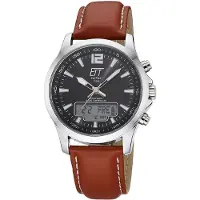 ETT Eco Tech Time EGA-11713-21L Herrenuhr Funk-Solar Professional Worldtimer Braun