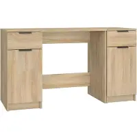 Helloshop26 - Schreibtisch Arbeitsplatz Computermöbel Arbeitszimmer mit Beistellschrank Sonoma-Eiche-Holzwerkstoff braun 02_0023394