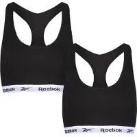 Reebok Damen Frankie Logo 2er-Pack Baumwoll-Bralettes Schwarz