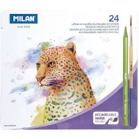 Milan Metallbox 24 Todocolor Buntstifte 100% Wasserlöslich + 1 Pinsel