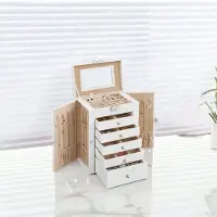 Hobby Hall Schmuckkästchen 6 Ebenen, Schmuckkasten mit 5 Schubladen, mit Spiegel JBCB35152W01
