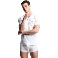 Emporio Armani Stretch Cotton Jersey Kurzarm-t-shirt Mit V-ausschnitt