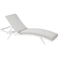 Beliani Gartenliege Weiß Aluminium mit Bespannung Hellgrau Stoff Verstellbares Kopfteil Modern Outdoor Garten Terrasse Balkon Außenbereich Ausstattung