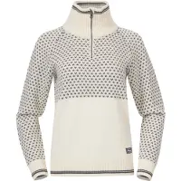 Bergans Pullover Alvdal Wool Half Zip Damen Vanilla White/Solid Dark Grey-XL