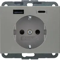 Berker BerkerK.5SCHUKO-Steckdose mit USB Typ A und USB Typ C, 20W PD (edelstahl matt, lackiert)