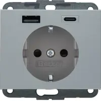 Berker BerkerK.5SCHUKO-Steckdose mit USB Typ A und USB Typ C, 20W PD (alu matt, lackiert)